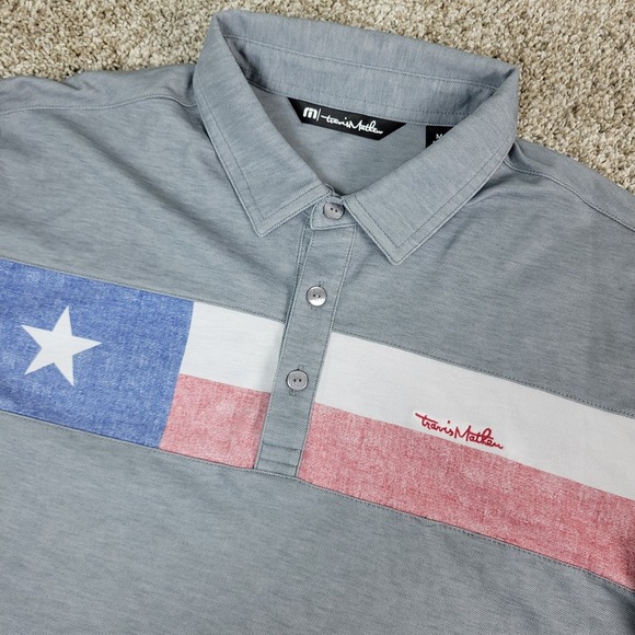 Travis Mathew Other - Travis Mathew Mens Medium Gray Texas State Flag Chest Stripe Performance Polo